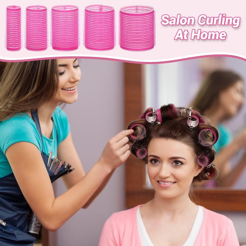 Audab 56 Pcs Hair Roller Set for Blowout Look, Long Medium Short Hair Volume; 30Pcs Rollers, 5 Sizes, 24 Pcs Clips, Storage Bag - Image 2